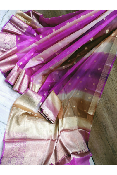 All Over Golden Butta Weaving Organza Silk Saree (KR1019)